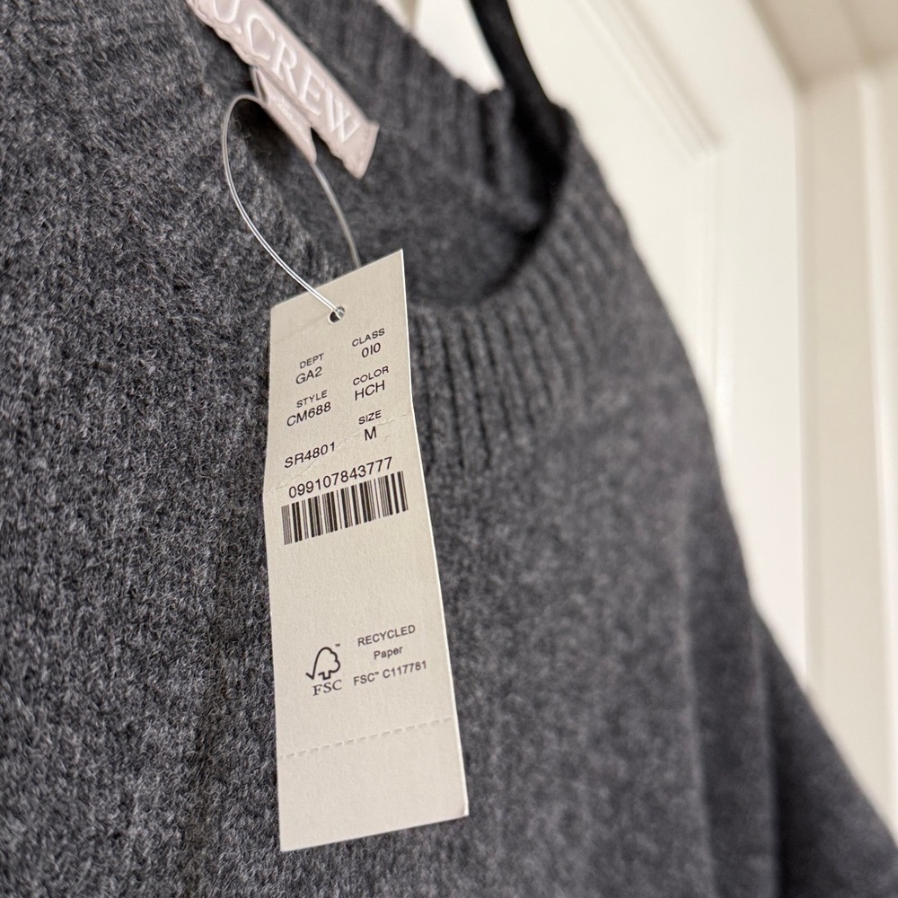 NWT J.Crew Oversized Sweater-Tee in Vintage Wool Heather Charcoal - Picture 7 of 8